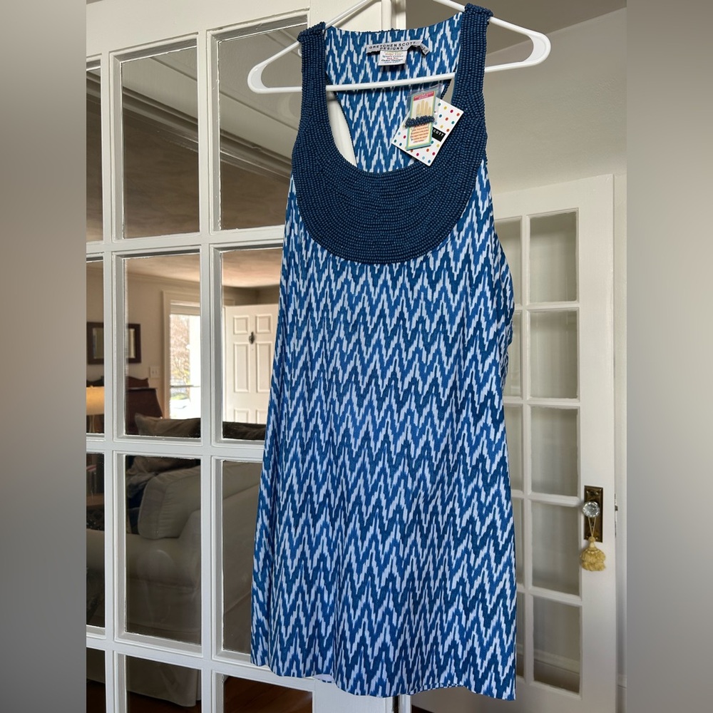 NWT Gretchen Scott "Zulu" beaded cotton dress Size L